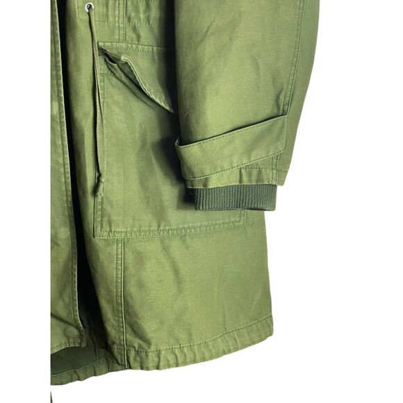 ASOS Olive Green Faux Fur Hooded Parka Coat Quilted Lined Jacket Women’s Size 12 - Picture 4 of 8